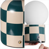 Zira 10" Modern Checkerboard Ceramic Rechargeable Cordless Integrated Portable Dimmable with Frosted Globe Shade LED Table Lamp