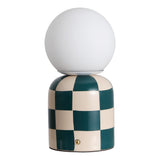 Zira 10" Modern Checkerboard Ceramic Rechargeable Cordless Integrated Portable Dimmable with Frosted Globe Shade LED Table Lamp