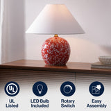 Felice 17.25" Modern Cottage Floral Ceramic Globe LED Table Lamp
