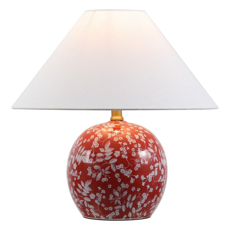 Felice 17.25" Modern Cottage Floral Ceramic Globe LED Table Lamp