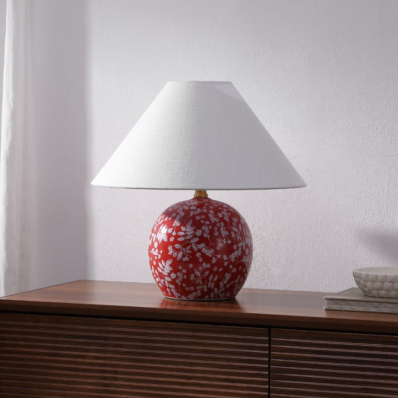 Felice 17.25" Modern Cottage Floral Ceramic Globe LED Table Lamp