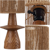 Rickie 19" Bohemian Coastal Sculptural Resin with Hand-Woven Paper Rope Drum Shade LED Table Lamp