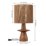 Rickie 19" Bohemian Coastal Sculptural Resin with Hand-Woven Paper Rope Drum Shade LED Table Lamp