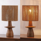 Rickie 19" Bohemian Coastal Sculptural Resin with Hand-Woven Paper Rope Drum Shade LED Table Lamp