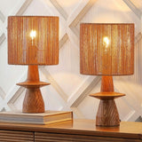 Rickie 19" Bohemian Coastal Sculptural Resin with Hand-Woven Paper Rope Drum Shade LED Table Lamp
