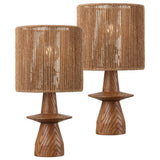 Rickie 19" Bohemian Coastal Sculptural Resin with Hand-Woven Paper Rope Drum Shade LED Table Lamp