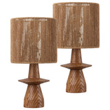 Rickie 19" Bohemian Coastal Sculptural Resin with Hand-Woven Paper Rope Drum Shade LED Table Lamp