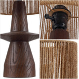 Rickie 19" Bohemian Coastal Sculptural Resin with Hand-Woven Paper Rope Drum Shade LED Table Lamp