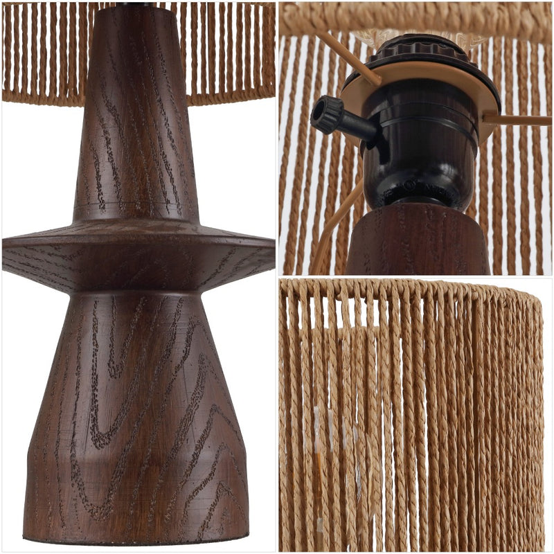 Rickie 19" Bohemian Coastal Sculptural Resin with Hand-Woven Paper Rope Drum Shade LED Table Lamp