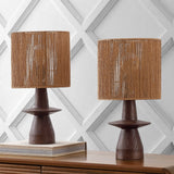 Rickie 19" Bohemian Coastal Sculptural Resin with Hand-Woven Paper Rope Drum Shade LED Table Lamp