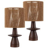 Rickie 19" Bohemian Coastal Sculptural Resin with Hand-Woven Paper Rope Drum Shade LED Table Lamp