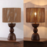 Sherry 22" Bohemian Coastal Hourglass Totem Resin with Hand-Woven Paper Rope Drum Shade LED Table Lamp