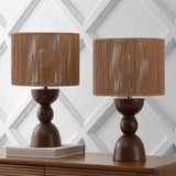 Sherry 22" Bohemian Coastal Hourglass Totem Resin with Hand-Woven Paper Rope Drum Shade LED Table Lamp