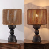 Sherry 22" Bohemian Coastal Hourglass Totem Resin with Hand-Woven Paper Rope Drum Shade LED Table Lamp