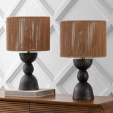 Sherry 22" Bohemian Coastal Hourglass Totem Resin with Hand-Woven Paper Rope Drum Shade LED Table Lamp