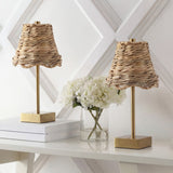 Willow 11 in. Coastal Bohemian Metal and Water Hyacinth Tapered Cordless Rechargeable Integrated Dimmable LED Table Lamp with Touch Sensor