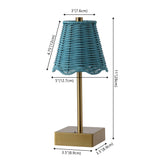 Willow 11 in. Coastal Bohemian Metal and Water Hyacinth Tapered Cordless Rechargeable Integrated Dimmable LED Table Lamp with Touch Sensor