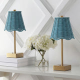 Willow 11 in. Coastal Bohemian Metal and Water Hyacinth Tapered Cordless Rechargeable Integrated Dimmable LED Table Lamp with Touch Sensor