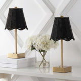 Willow 11 in. Coastal Bohemian Metal and Water Hyacinth Tapered Cordless Rechargeable Integrated Dimmable LED Table Lamp with Touch Sensor