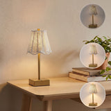Willow 11 in. Coastal Bohemian Metal and Water Hyacinth Tapered Cordless Rechargeable Integrated Dimmable LED Table Lamp with Touch Sensor