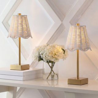 Willow 11 in. Coastal Bohemian Metal and Water Hyacinth Tapered Cordless Rechargeable Integrated Dimmable LED Table Lamp with Touch Sensor