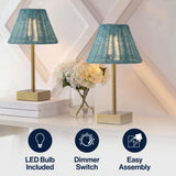 Chester 11.3 in. Coastal Bohemian Metal and Rattan Tapered Cordless Rechargeable Integrated Dimmable LED Table Lamp with Touch Sensor