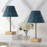 Chester 11.3 in. Coastal Bohemian Metal and Rattan Tapered Cordless Rechargeable Integrated Dimmable LED Table Lamp with Touch Sensor