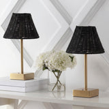 Chester 11.3 in. Coastal Bohemian Metal and Rattan Tapered Cordless Rechargeable Integrated Dimmable LED Table Lamp with Touch Sensor
