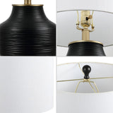 Malone 20" Modern Transitional Ribbed Tapered Ginger Jar Resin/Metal LED Table Lamp