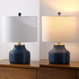 Malone 20" Modern Transitional Ribbed Tapered Ginger Jar Resin/Metal LED Table Lamp
