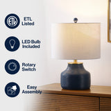 Malone 20" Modern Transitional Ribbed Tapered Ginger Jar Resin/Metal LED Table Lamp