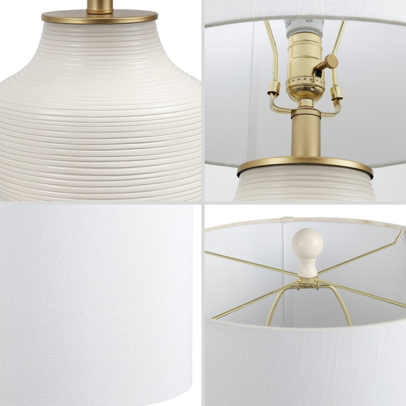 Malone 20" Modern Transitional Ribbed Tapered Ginger Jar Resin/Metal LED Table Lamp
