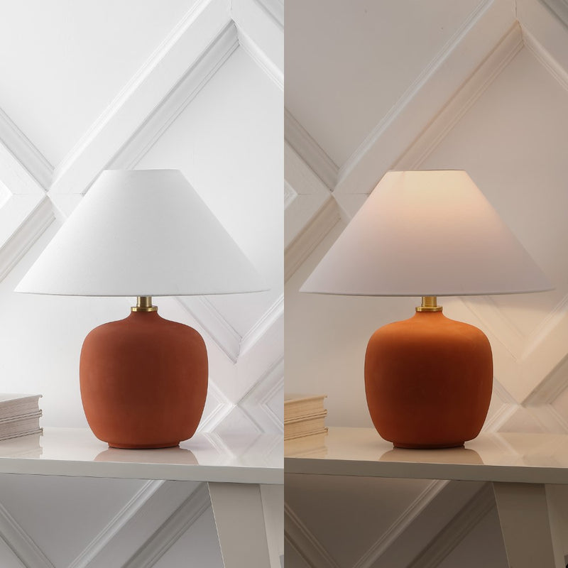 Delphi 18.25" Minimalist Scandinavian Resin/Iron LED Table Lamp - JONATHAN Y