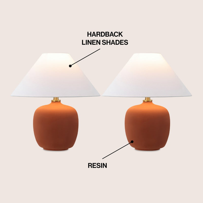 Delphi 18.25" Minimalist Scandinavian Resin/Iron LED Table Lamp - JONATHAN Y
