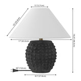 Effie 18.25" Minimalist Scandinavian Ceramic/Iron Hobnail LED Table Lamp Set 2