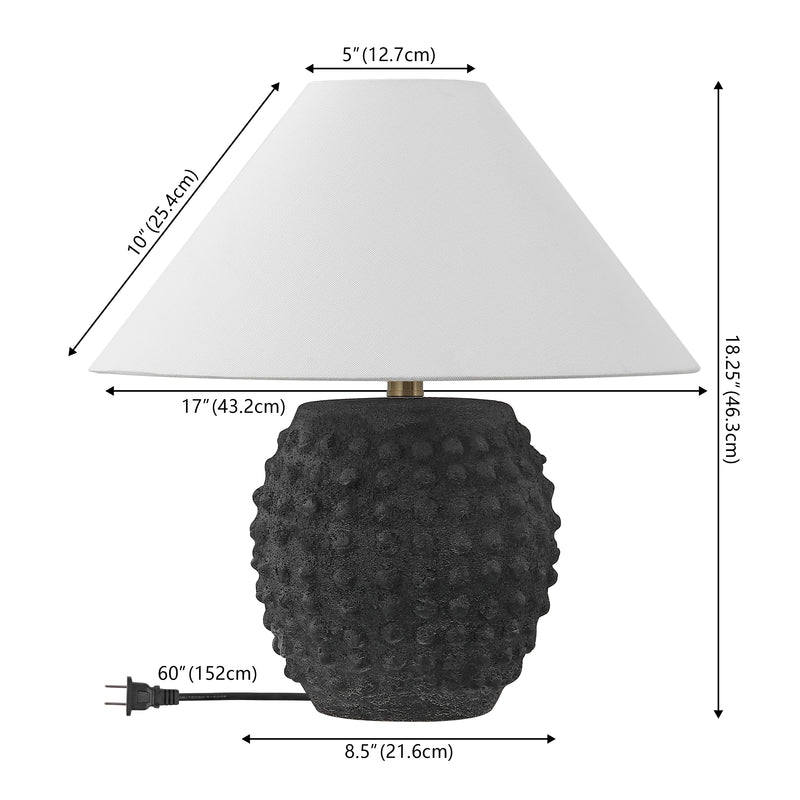 Effie 18.25" Minimalist Scandinavian Ceramic/Iron Hobnail LED Table Lamp Set 2