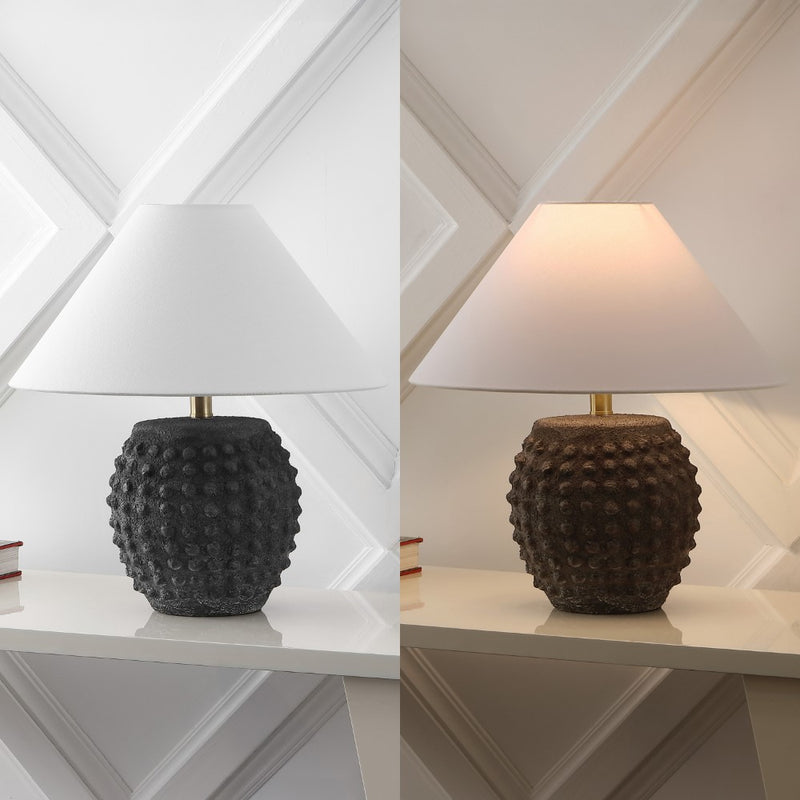 Effie 18.25" Minimalist Scandinavian Ceramic/Iron Hobnail LED Table Lamp Set 2