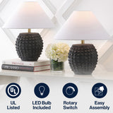 Effie 18.25" Minimalist Scandinavian Ceramic/Iron Hobnail LED Table Lamp Set 2