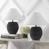 Effie 18.25" Minimalist Scandinavian Ceramic/Iron Hobnail LED Table Lamp Set 2