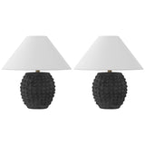 Effie 18.25" Minimalist Scandinavian Ceramic/Iron Hobnail LED Table Lamp Set 2