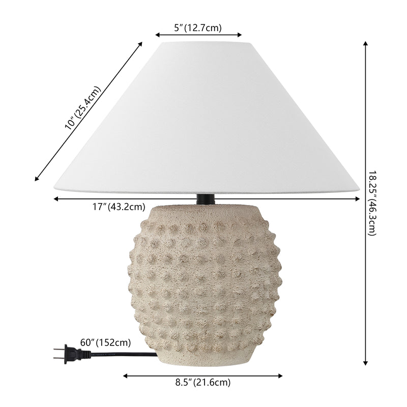 Effie 18.25" Minimalist Scandinavian Ceramic/Iron Hobnail LED Table Lamp Set 2