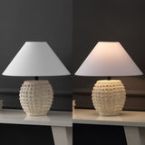 Effie 18.25" Minimalist Scandinavian Ceramic/Iron Hobnail LED Table Lamp Set 2