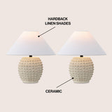 Effie 18.25" Minimalist Scandinavian Ceramic/Iron Hobnail LED Table Lamp Set 2
