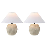 Effie 18.25" Minimalist Scandinavian Ceramic/Iron Hobnail LED Table Lamp Set 2