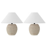 Effie 18.25" Minimalist Scandinavian Ceramic/Iron Hobnail LED Table Lamp Set 2