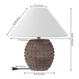 Effie 18.25" Minimalist Scandinavian Ceramic/Iron Hobnail LED Table Lamp Set 2