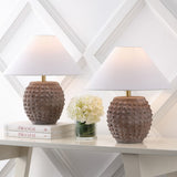 Effie 18.25" Minimalist Scandinavian Ceramic/Iron Hobnail LED Table Lamp Set 2