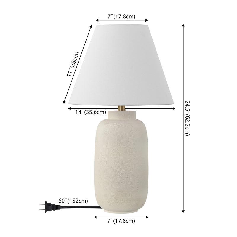 Elinore 24.5" Minimalist Scandinavian Resin/Iron Ginger Jar LED Table Lamp - JONATHAN Y