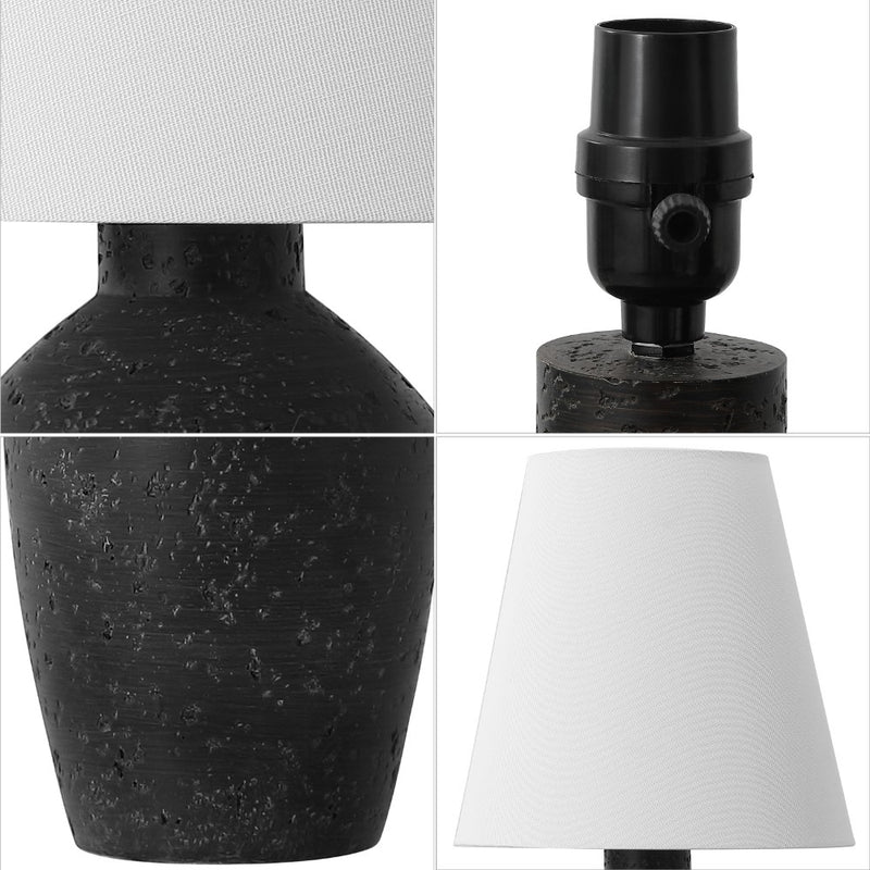 Xander 19.5" Minimalist Scandinavian Concrete Effect Resin/Iron Ginger Jar LED Table Lamp - JONATHAN Y