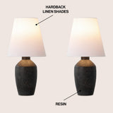 Xander 19.5" Minimalist Scandinavian Concrete Effect Resin/Iron Ginger Jar LED Table Lamp - JONATHAN Y